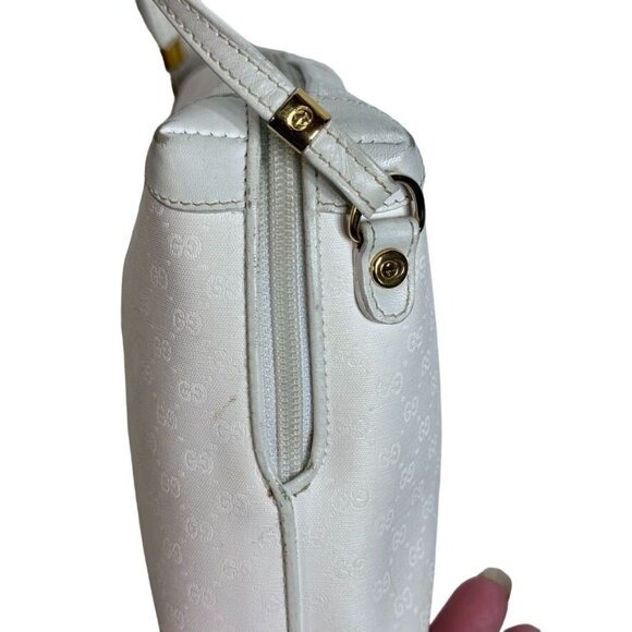 Vintage GUCCI White GG Monogram Coated Canvas Small Shoulder Crossbody Bag - Picture 9 of 16